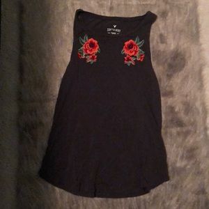 Rose embroidered tank top
